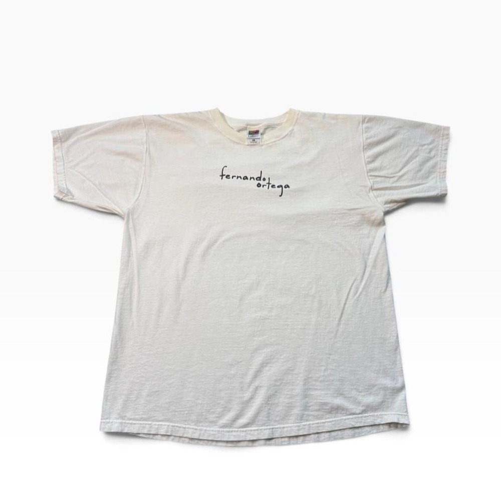 Y2K Fernando Ortega 'Home' white graphic tee, Fruit of the Loom Heavy, size L